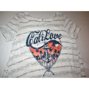 New Womens Hyssop Top School Soft USA Made Cali Love Gray White Stripes S Anchor